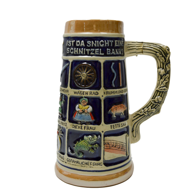 German Schnitzelbank Song .9L Ceramic Beer Stein -1