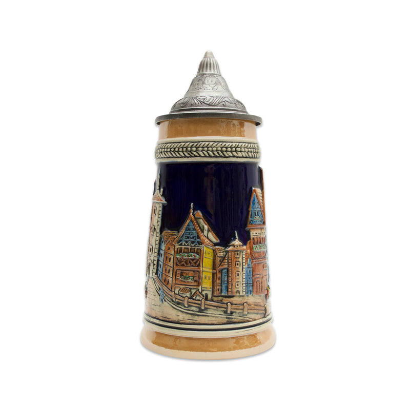 German Village Beer Stein with Lid