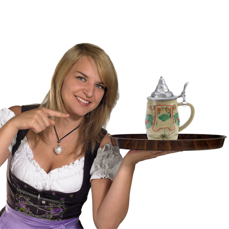 German Lederhosen Beer Stein with Lid