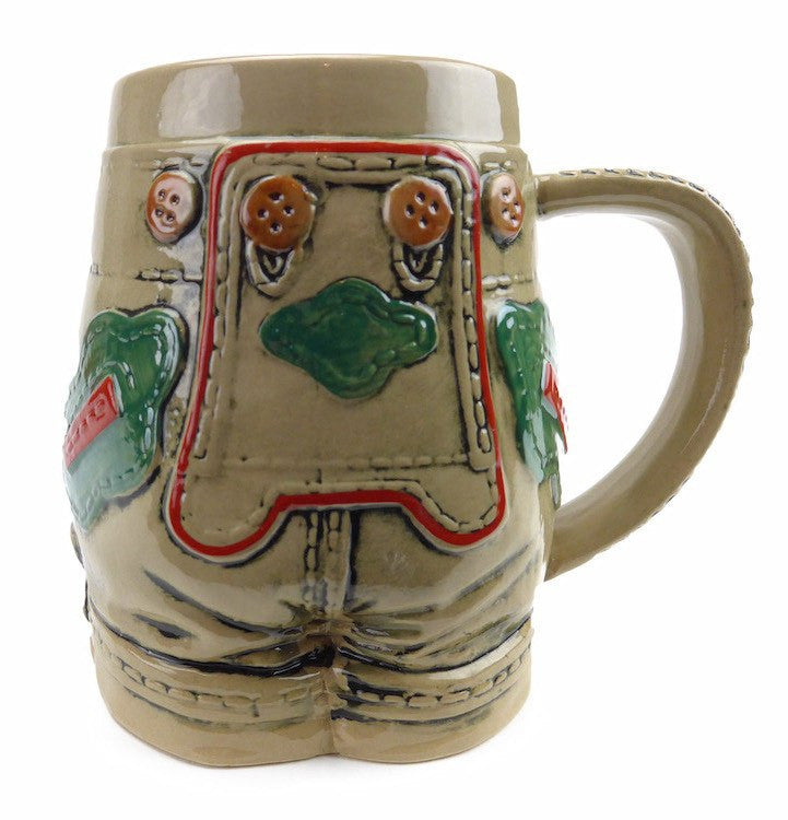 German Lederhosen Beer Stein without Lid - GermanGiftOutlet.com
 - 1