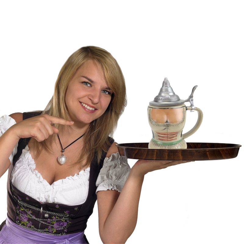 German Dirndl Ceramic Stein with Lid