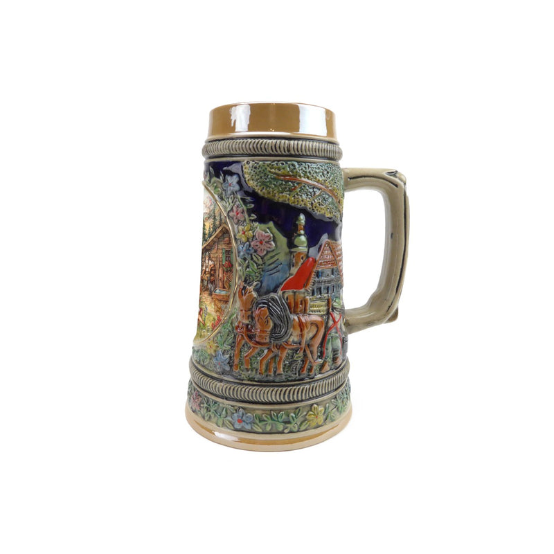 German Spring .5 Liter Embossed Ceramic Bier Stein-ST02