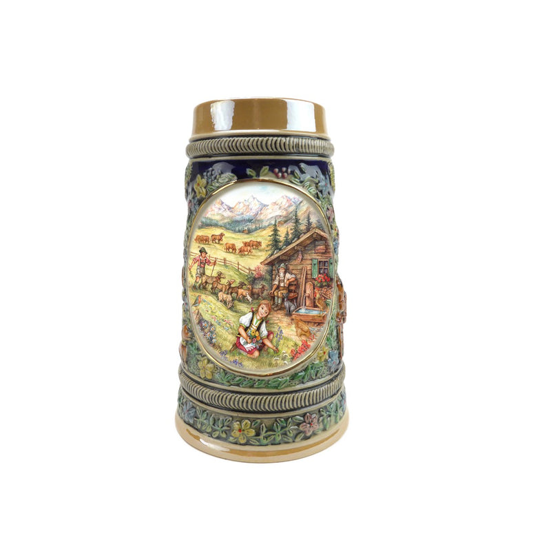 German Spring .5 Liter Embossed Ceramic Bier Stein-ST02