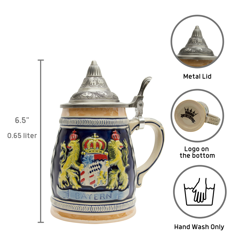 Engraved Beer Stein: Bayern Crown