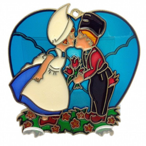 Kissing Couple in Blue Heart Shaped Sun Catcher - GermanGiftOutlet.com
 - 1