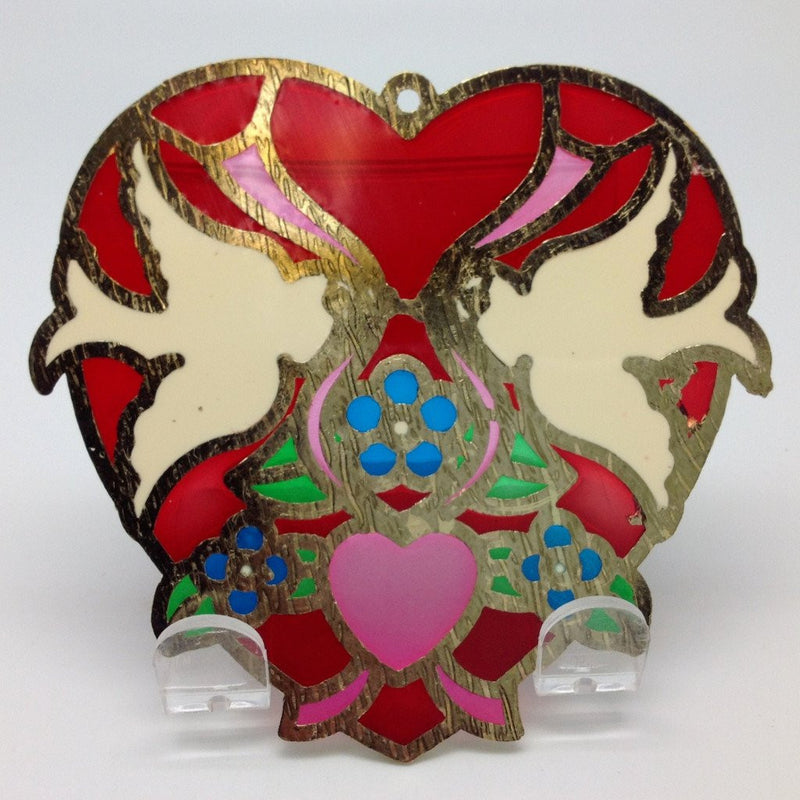 Red Heart Shaped Sun Catcher with Kissing Lovebirds - GermanGiftOutlet.com
 - 2