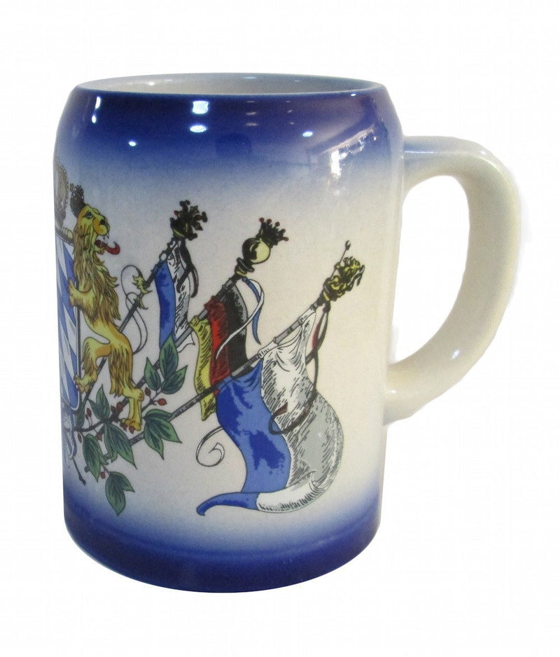 Beer Stein Blue Stoneware .75 Liter - GermanGiftOutlet.com
