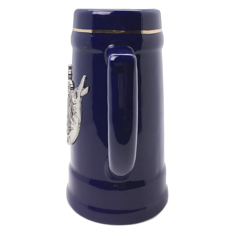 German Eagle Beer Mug .75L Cobalt Blue Medallion Stein-ST21