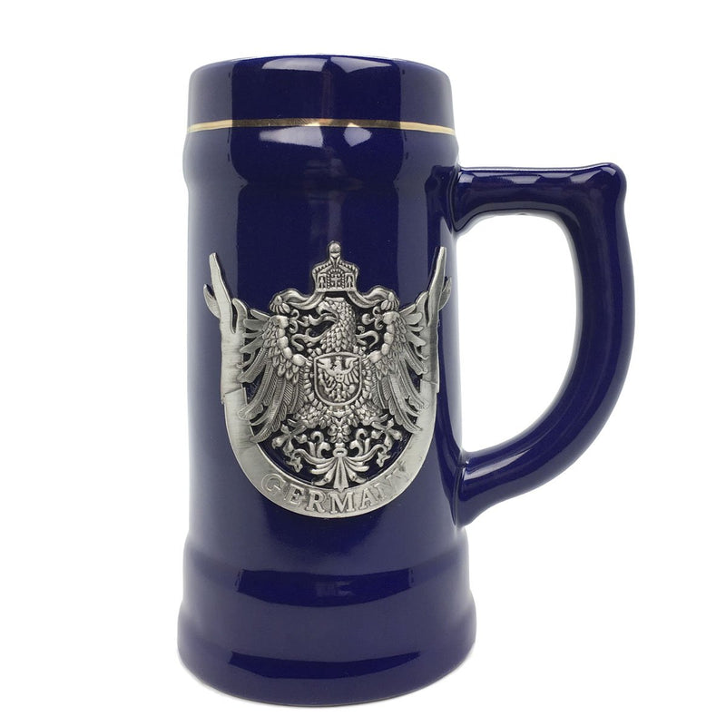 German Eagle Beer Mug .75L Cobalt Blue Medallion Stein-ST21