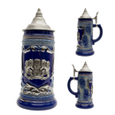 Lidded Beer Stein .75L Raised Relief  Bayern Metal Medallion