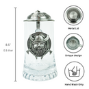 .5L Viking Medallion Glass Lidded Mug