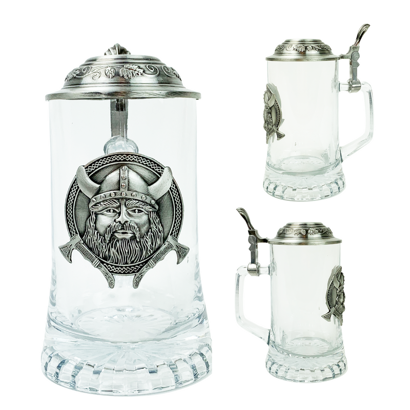 .5L Viking Medallion Glass Lidded Mug