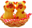 Animal Salt and Pepper Shakers Pigs Basket - GermanGiftOutlet.com
 - 1