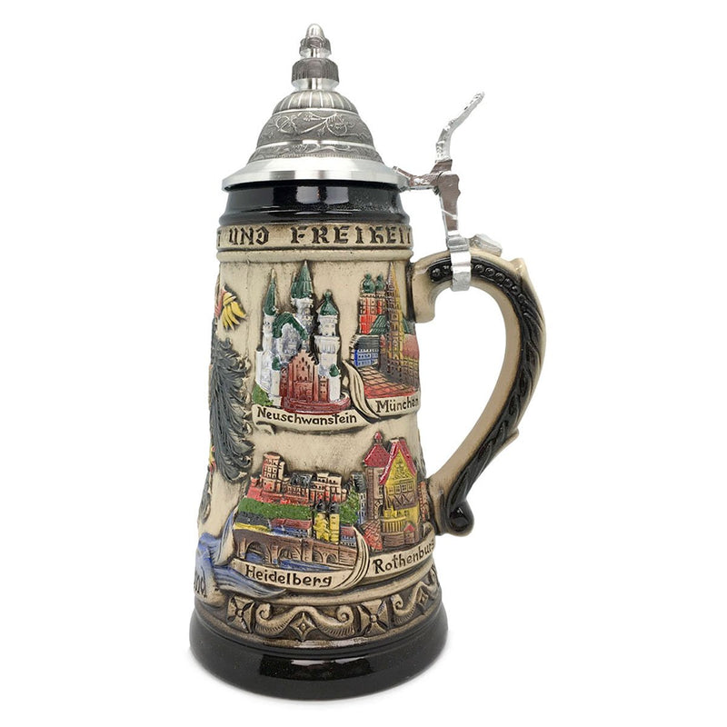 Zoller & Born Adler & Deutschland .9L Rustic Made In Germany Beer Stein -2