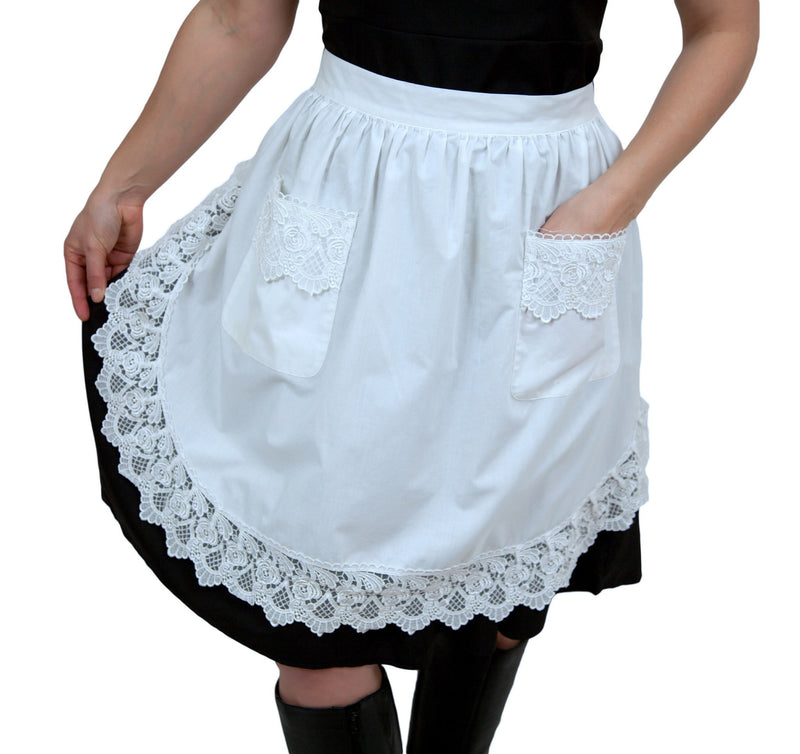 "Maid Costume" White Lace Headband and Adult Lace Apron Costume Set - GermanGiftOutlet.com
 - 2