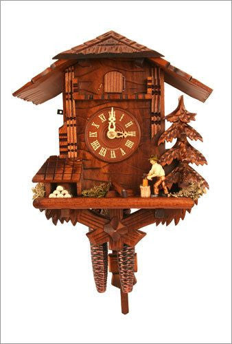 Black Forest 1 day Chalet Style German Cuckoo Clock with Woodchopper - GermanGiftOutlet.com
