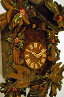 Eight Day Cuckoo Clock with Hand-painted Flowers, Leaves, and Animated Birds Feeding Baby Birds - 16 Inches Tall - GermanGiftOutlet.com
 - 2