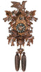 Eight Day Cuckoo Clock with Hand-painted Flowers, Leaves, and Animated Birds Feeding Baby Birds - 16 Inches Tall - GermanGiftOutlet.com
 - 1