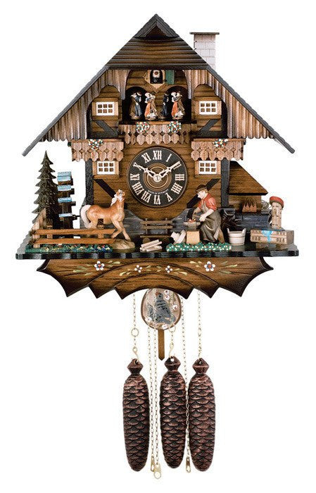 River City Clocks Eight Day Musical 15" Cuckoo Clock with Ferrier and Horse - GermanGiftOutlet.com
