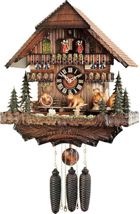 River City Eight Day Musical German Cuckoo Clock with Bears Revolving Seesaw - GermanGiftOutlet.com
