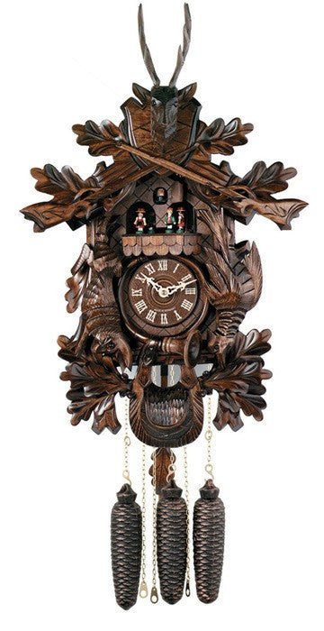 River City Clocks Eight Day Musical 24" Hunter's German Cuckoo Clock with Dead Animals - GermanGiftOutlet.com
