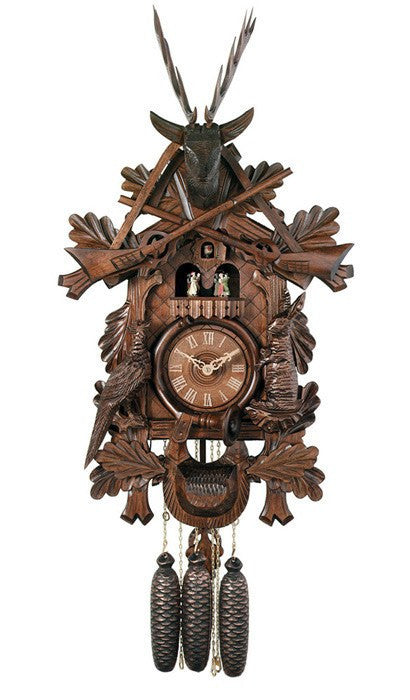 Eight Day Musical 24" Hunter's Cuckoo Clock with Live Animals from River City Clocks - GermanGiftOutlet.com
