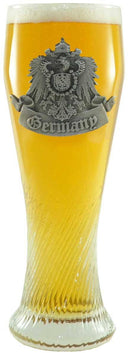 Half Liter Pilsner Glass with A Pewter Germany Badge - GermanGiftOutlet.com
 - 2