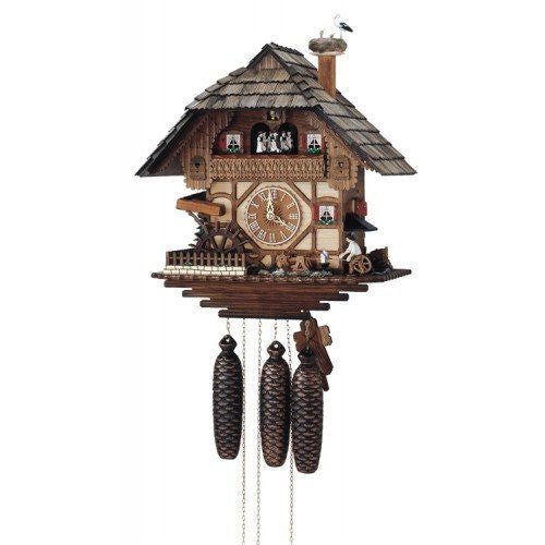 Eight Day Musical Cuckoo Clock - Blacksmith Swinging Hammer & Moving Waterwheel - GermanGiftOutlet.com
