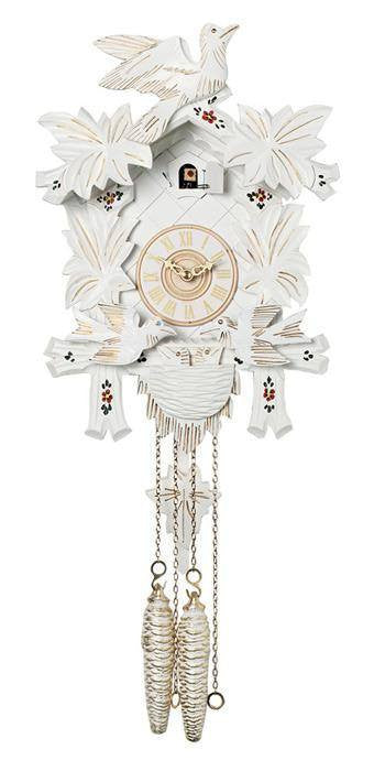 River City Clocks One Day Moving Birds German Cuckoo Clock with White Finish - GermanGiftOutlet.com
