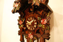Five Leaves, One Bird and Painted Roses One Day Authentic German Cuckoo Clock. 9" Tall - GermanGiftOutlet.com
 - 3