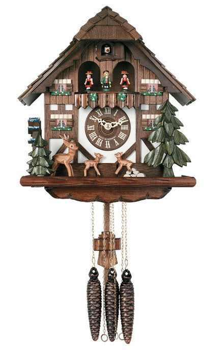 River City One Day Musical German Cuckoo Clock with Moving Deer and Waterwheel - GermanGiftOutlet.com
