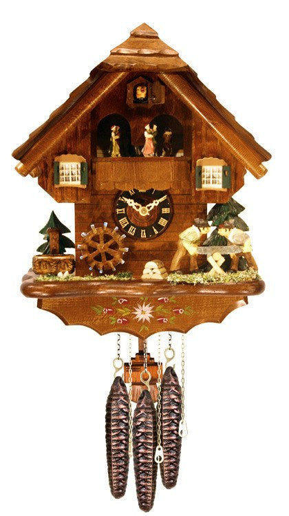 River City Clocks One Day Musical 14" German Cuckoo Clock with Men who Saw Wood - GermanGiftOutlet.com
 - 1