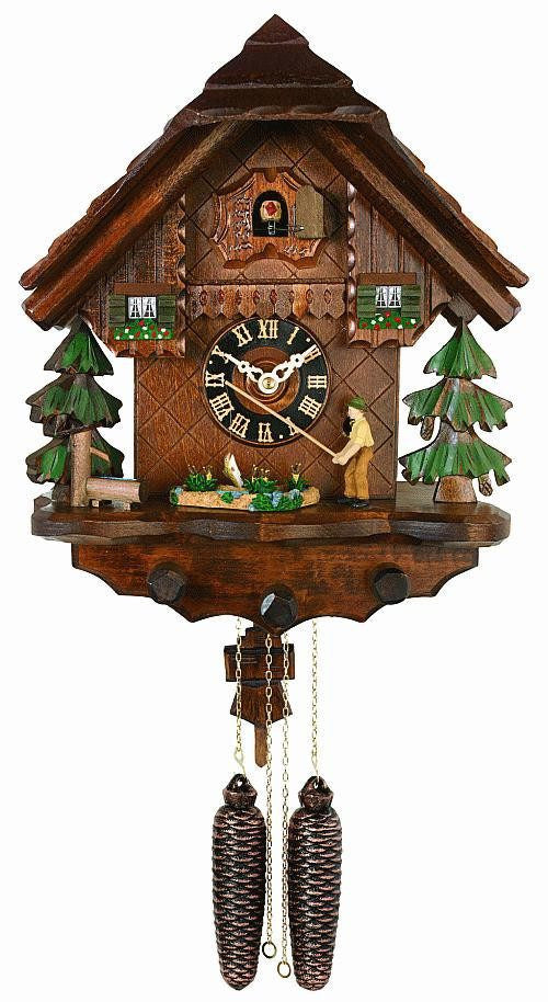River City Clocks Eight Day Fisherman Raises Fishing Pole German Cuckoo Clock - GermanGiftOutlet.com
