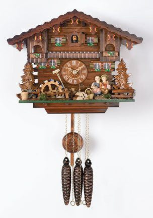 One Day Musical 11" German Cuckoo Clock with Kissing Boy and Girl From River City Clocks - GermanGiftOutlet.com
