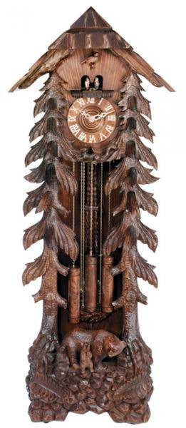 River City Clocks 82" Grandfather Clock with Bear Carving - GermanGiftOutlet.com
