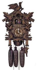 Schneider Black Forest 17" Musical Moving Birds and Hand Painted Flowers Eight Day Movement German Cuckoo Clock - GermanGiftOutlet.com
