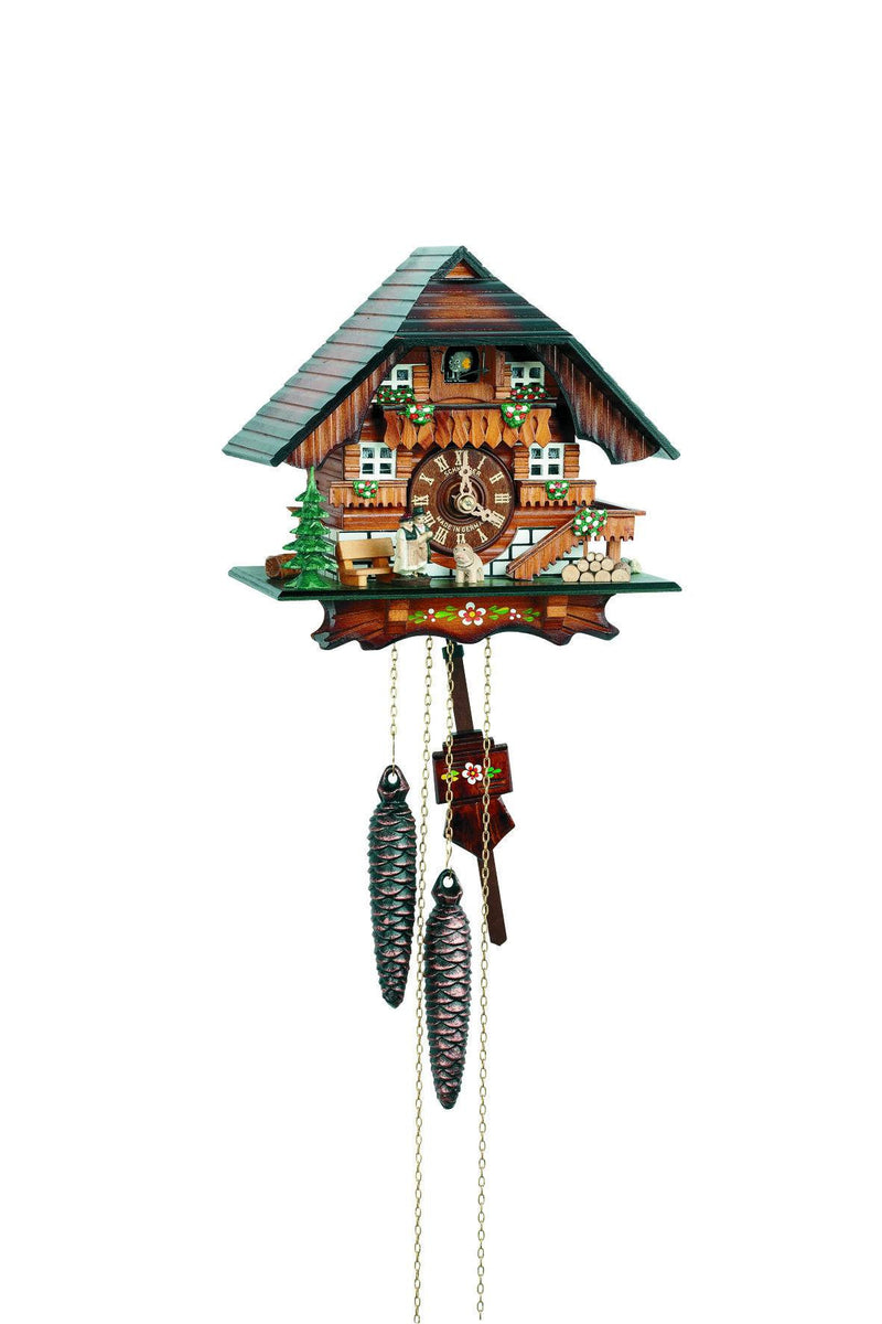 Schneider 8" Black Forest Couple and Dog German Cuckoo Clock - GermanGiftOutlet.com
